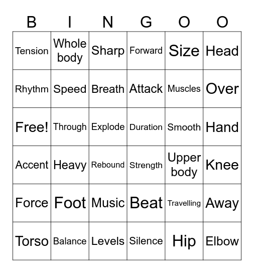 Elements of Dance Bingo Card