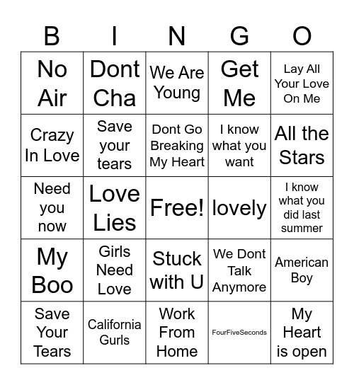 duets!👫🏽 Bingo Card