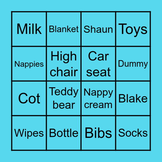 Baby Bingo Card