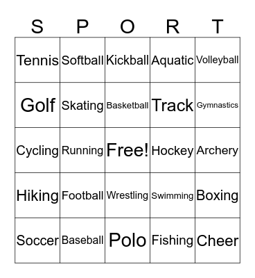 SPORTS DAY Bingo Card