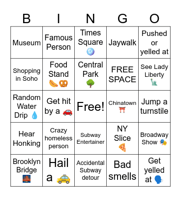 NY BINGO Card
