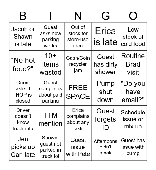 Midnight Bingo Card