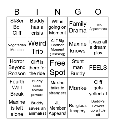 Animal Man Comics Bingo Card
