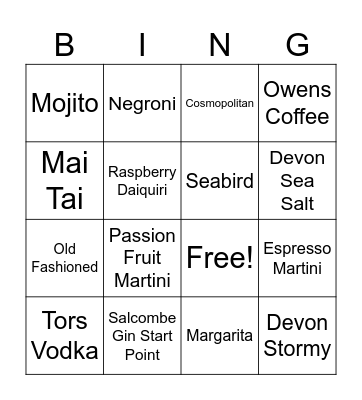 Bar Buoy Bingo Card