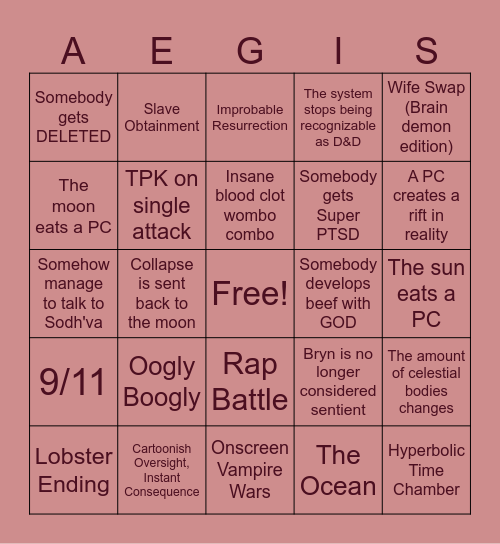 RED SUN BINGO Card
