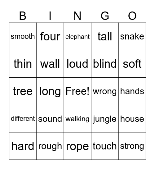 4 BLIND MEN Bingo Card