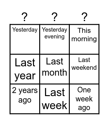 When did you last...? Bingo Card