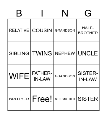 THE FAMILY Bingo Card