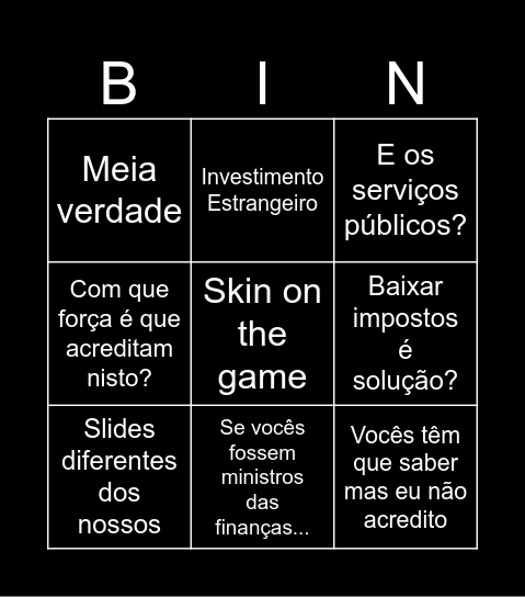 Paulo Mota Bingo Card