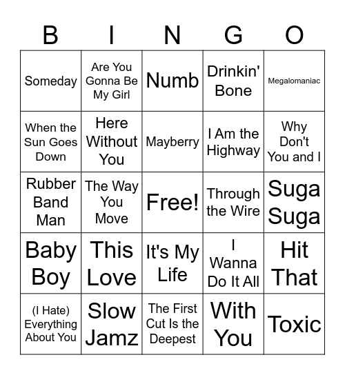 Hot 100 2004 Bingo Card