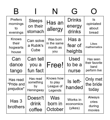 find someone who... Bingo Card