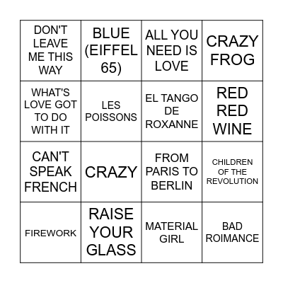 MALDON ROUGE Bingo Card