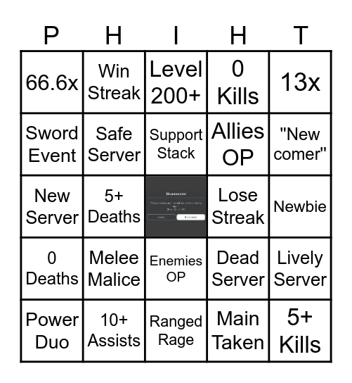 PHIGHTING! Bingo Card