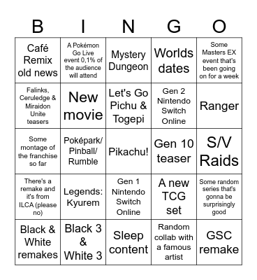 Pokémon Day 2024 Bingo Card