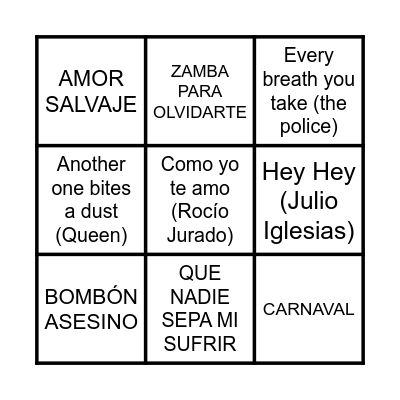 BINGO MUSICAL Bingo Card