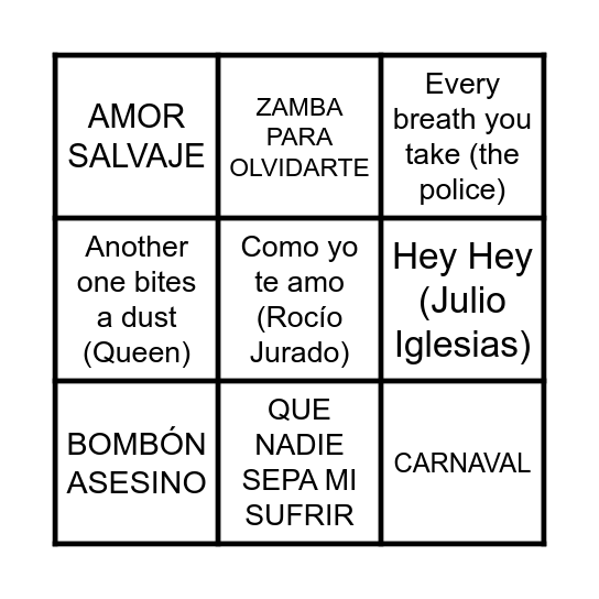 BINGO MUSICAL Bingo Card