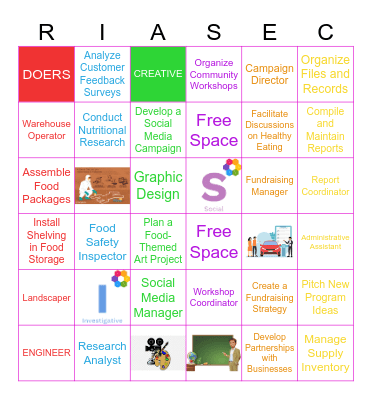 RIASEC Bingo Card