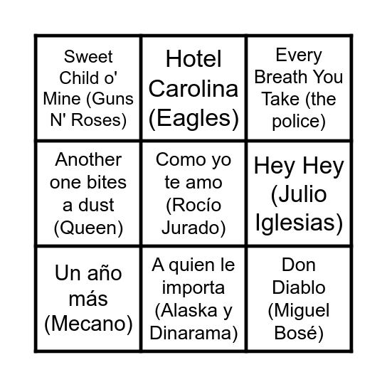 BINGO MUSICAL Bingo Card