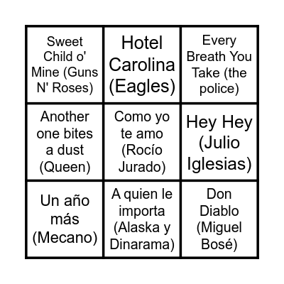 BINGO MUSICAL Bingo Card