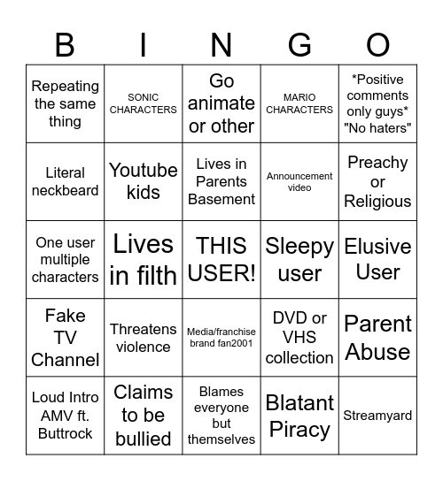 Modified User Bingo Card