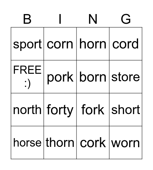 OR Bingo Card