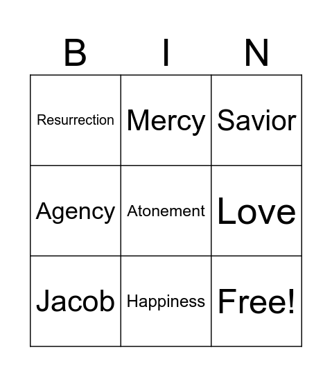 O How Great the Plan Bingo Card