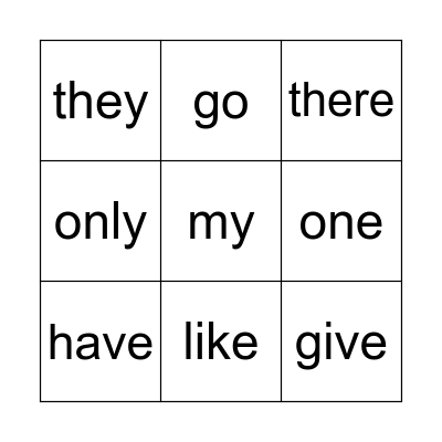 Tricky Word Bingo (1-16) Bingo Card
