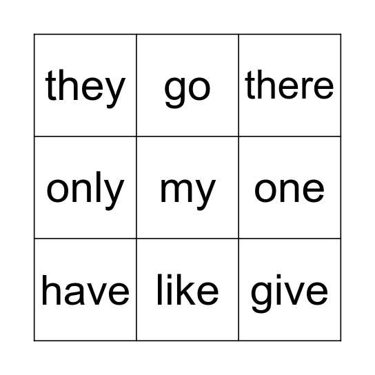 Tricky Word Bingo (1-16) Bingo Card