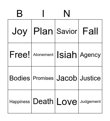 O How Great the Plan Bingo Card