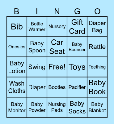 BABY SHOWER GIFT BINGO Card