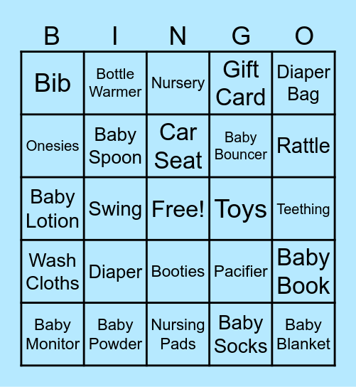 BABY SHOWER GIFT BINGO Card