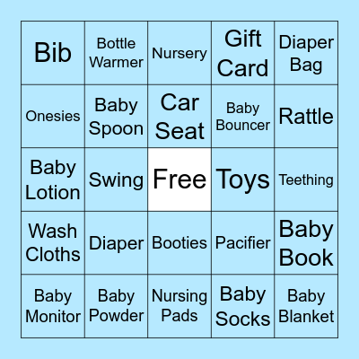 BABY SHOWER GIFT BINGO Card