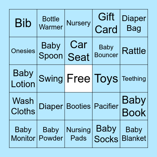 BABY SHOWER GIFT BINGO Card