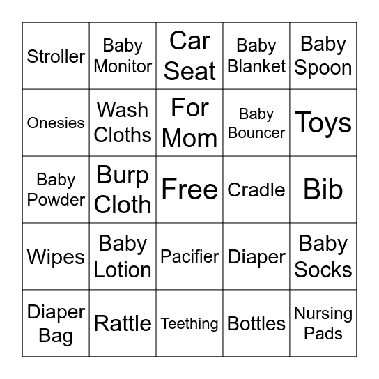BABY SHOWER GIFT BINGO Card
