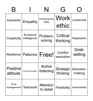 Soft Skills Bingo Card