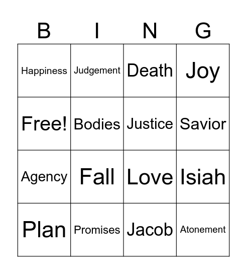 The Plan Bingo Card
