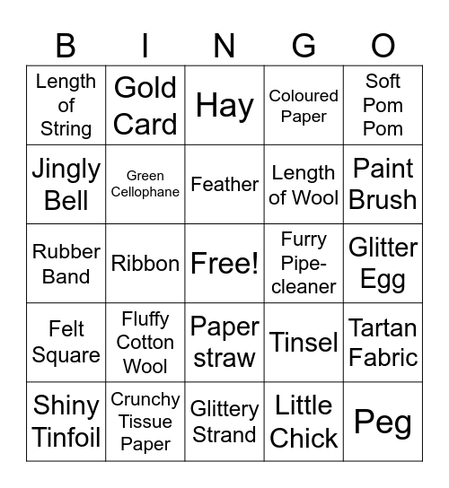 SENSORY BINGO Card