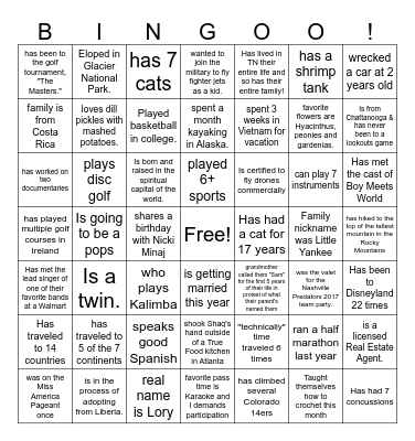 Find Someone Who Bingo Card