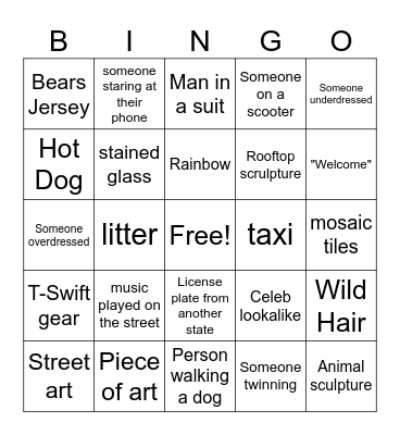 Downtown Bingo Card