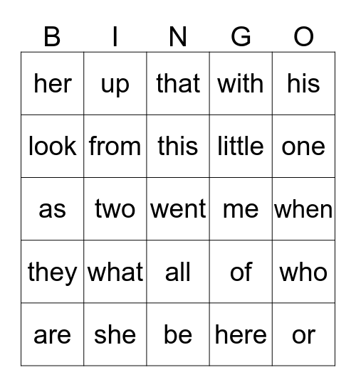 Spring   Sight   Words Bingo Card