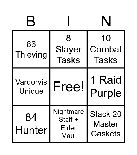 OSRS Comeback #4 Bingo Card