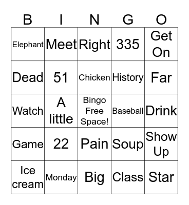 Sign Language Bingo Card