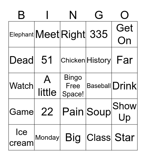 Sign Language Bingo Card