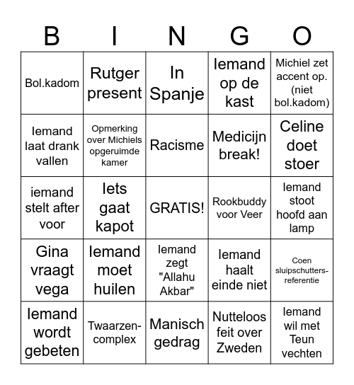 Tour du Chambre Château Neuf Bingo Card