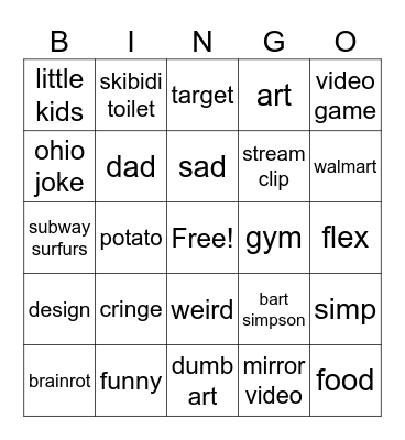 yt shorts bingo Card