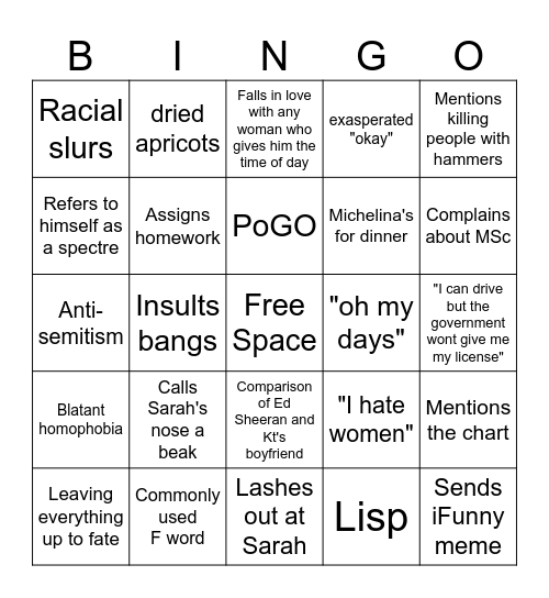 Nick BINGO Card