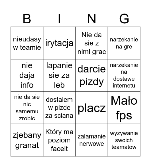 Kubula cs Bingo Card