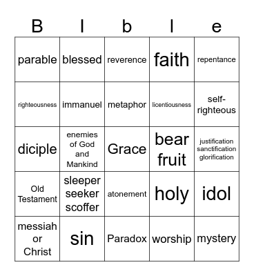 bible bingo Card