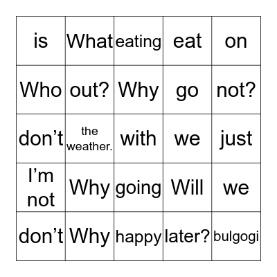 ~하는 것이 어때? Bingo Card