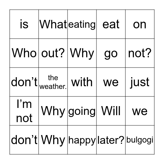 ~하는 것이 어때? Bingo Card